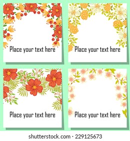 Set of invitations with floral background