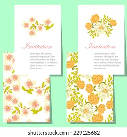 Set of invitations with floral background