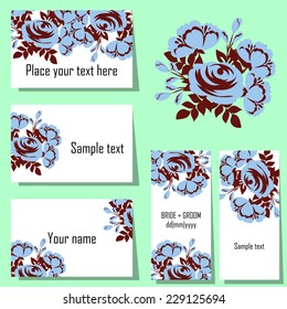 Set of invitations with floral background