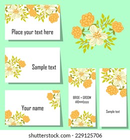 Set of invitations with floral background