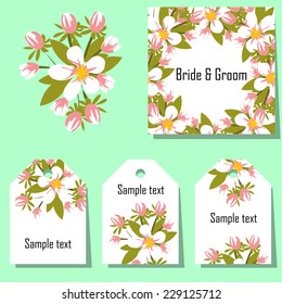 Set of invitations with floral background