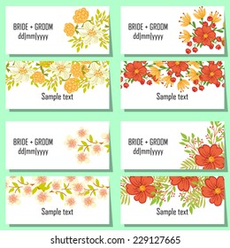 Set of invitations with floral background