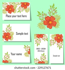 Set of invitations with floral background