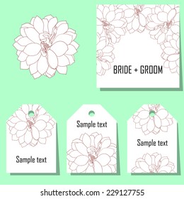 Set of invitations with floral background