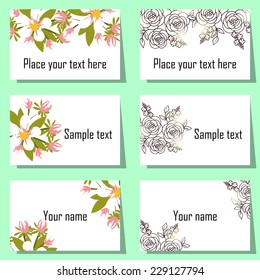 Set of invitations with floral background