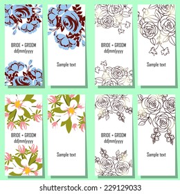 Set of invitations with floral background