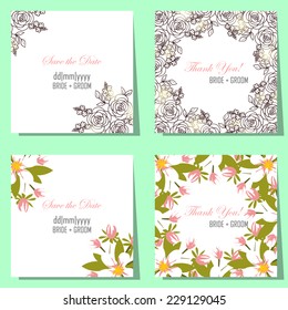 Set of invitations with floral background