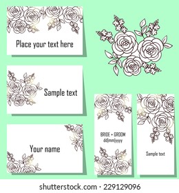 Set of invitations with floral background