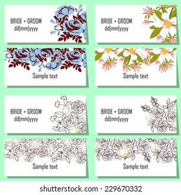 Set of invitations with floral background