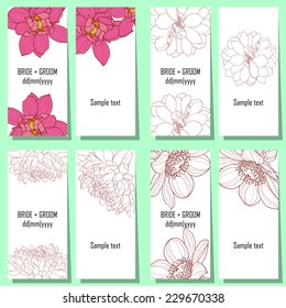 Set of invitations with floral background