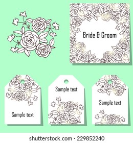 Set of invitations with floral background