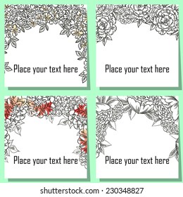 Set of invitations with floral background