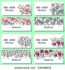 Set of invitations with floral background