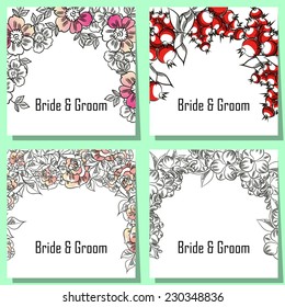 Set of invitations with floral background