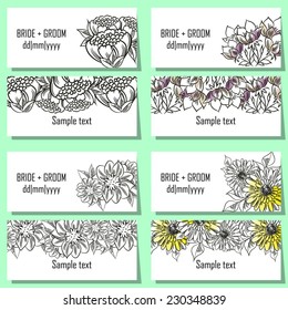 Set of invitations with floral background