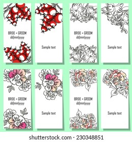 Set of invitations with floral background