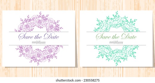 Set of invitations with floral background