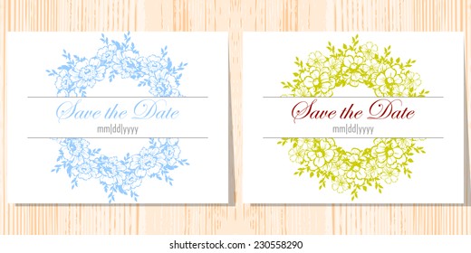 Set of invitations with floral background