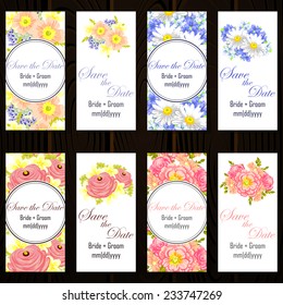 Set of invitations with floral background 