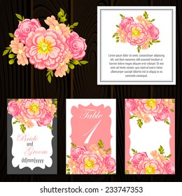 Set of invitations with floral background 