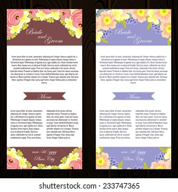 Set of invitations with floral background 
