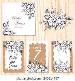 Set of invitations with floral background