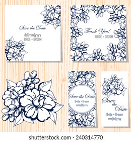Set of invitations with floral background