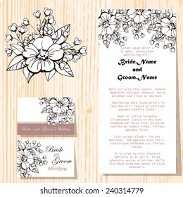 Set of invitations with floral background