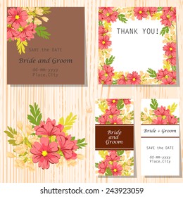 Set of invitations with floral background