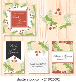 Set of invitations with floral background