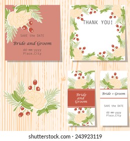 Set of invitations with floral background