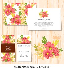 Set of invitations with floral background