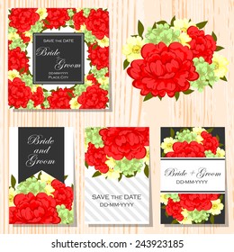 Set of invitations with floral background