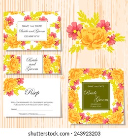 Set of invitations with floral background