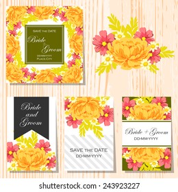 Set of invitations with floral background