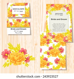 Set of invitations with floral background
