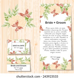 Set of invitations with floral background