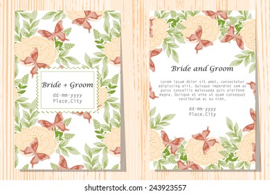 Set of invitations with floral background