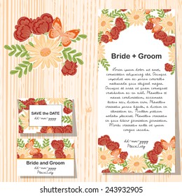 Set of invitations with floral background