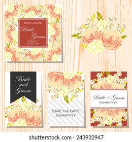 Set of invitations with floral background