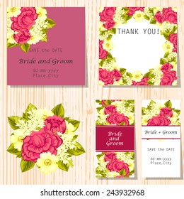 Set of invitations with floral background