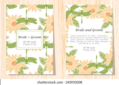 Set of invitations with floral background