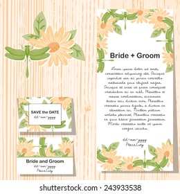 Set of invitations with floral background