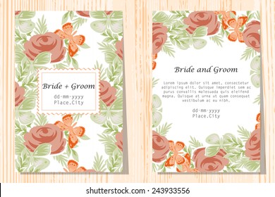 Set of invitations with floral background