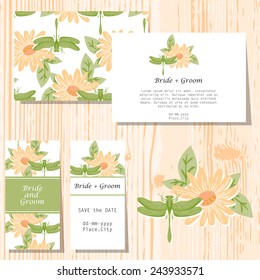 Set of invitations with floral background