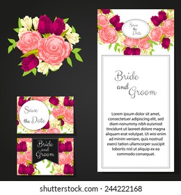 Set of invitations with floral background