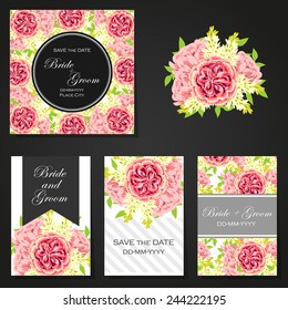 Set of invitations with floral background