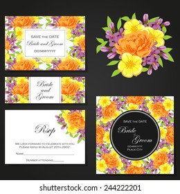 Set of invitations with floral background