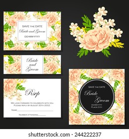 Set of invitations with floral background