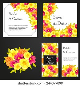 Set of invitations with floral background
